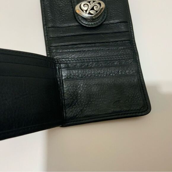 Brighton Black Pebbled Leather & Brown Croc Embossed Crossbody Wallet Organizer - Picture 9 of 14